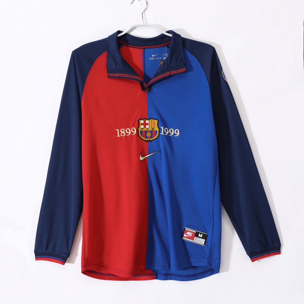 Barcelona 1999-00 Local Centennial Edición Camiseta de manga larga