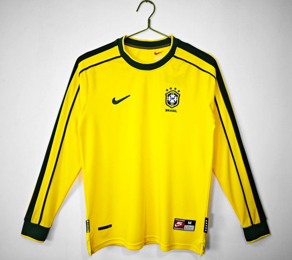 Brasil 1998 Camiseta local de manga larga