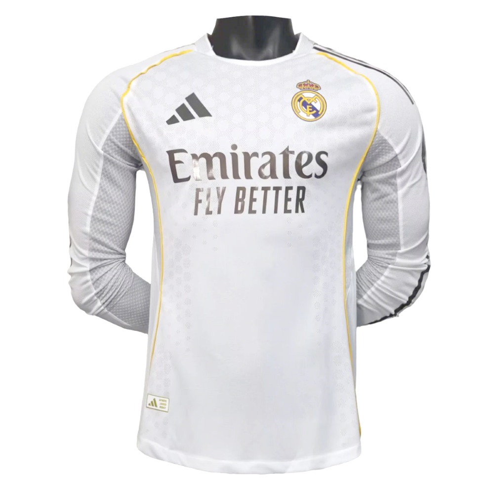 Real Madrid 2025-26 Local Camiseta versión jugador de manga larga