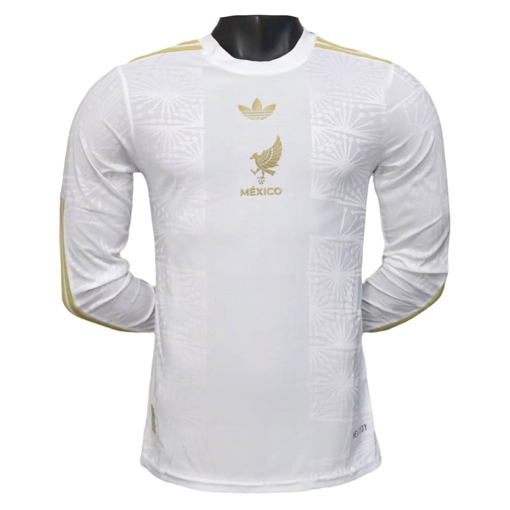 México 2025 Versión jugador Gold Camiseta de manga larga White