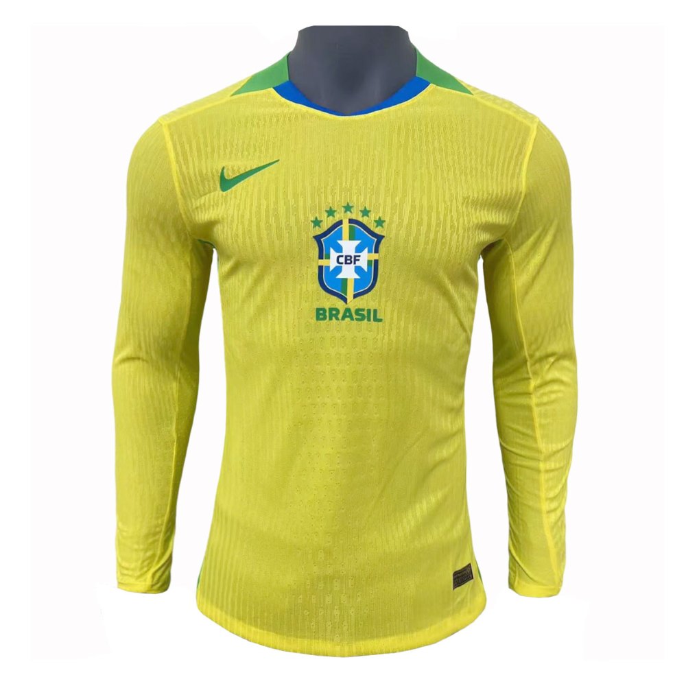 Brasil 2025 Versión jugador Camiseta local de manga larga