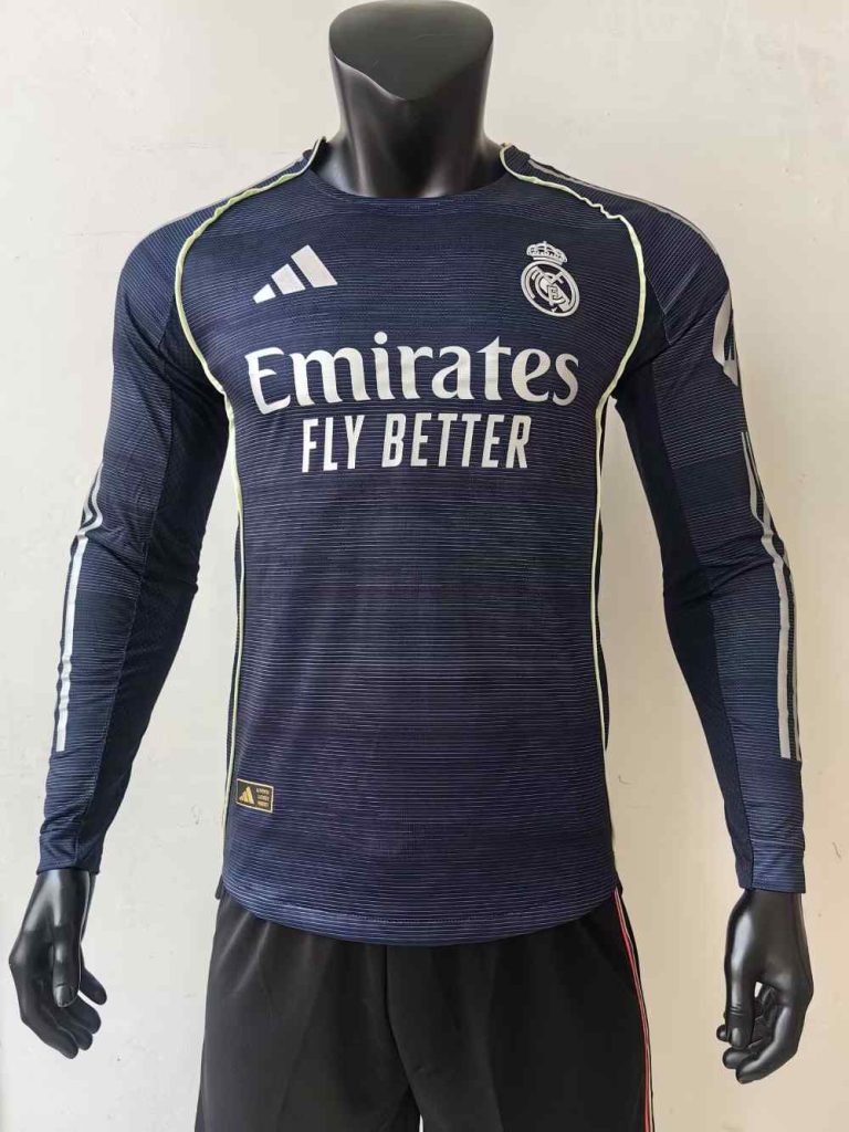 Real Madrid 2025-26 Visitante Camiseta versión jugador de manga larga