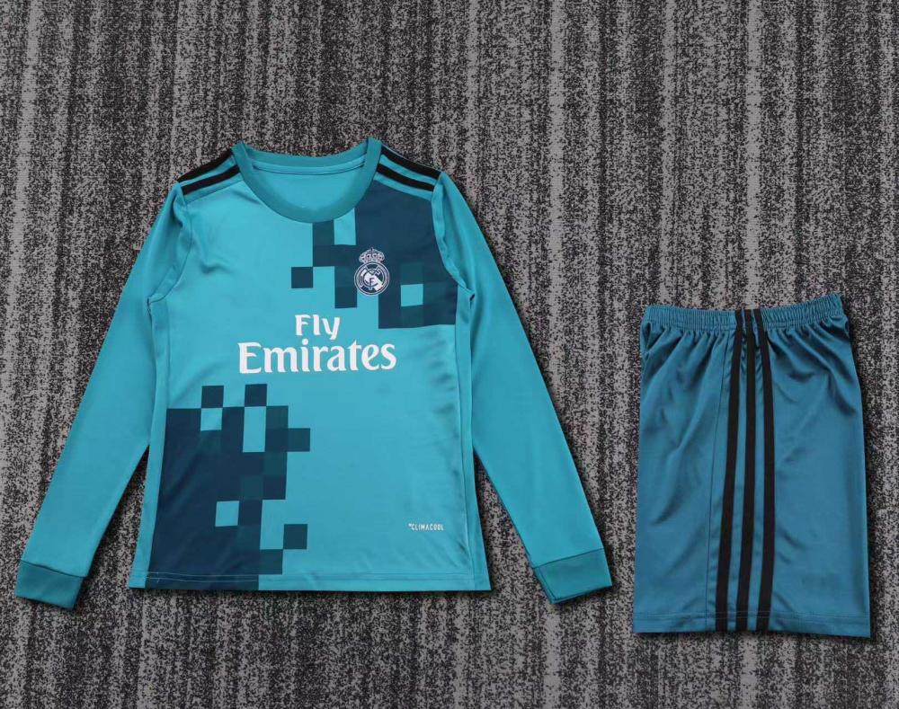 Niños Real Madrid 2017-18 Tercera Long Sleeve Kit
