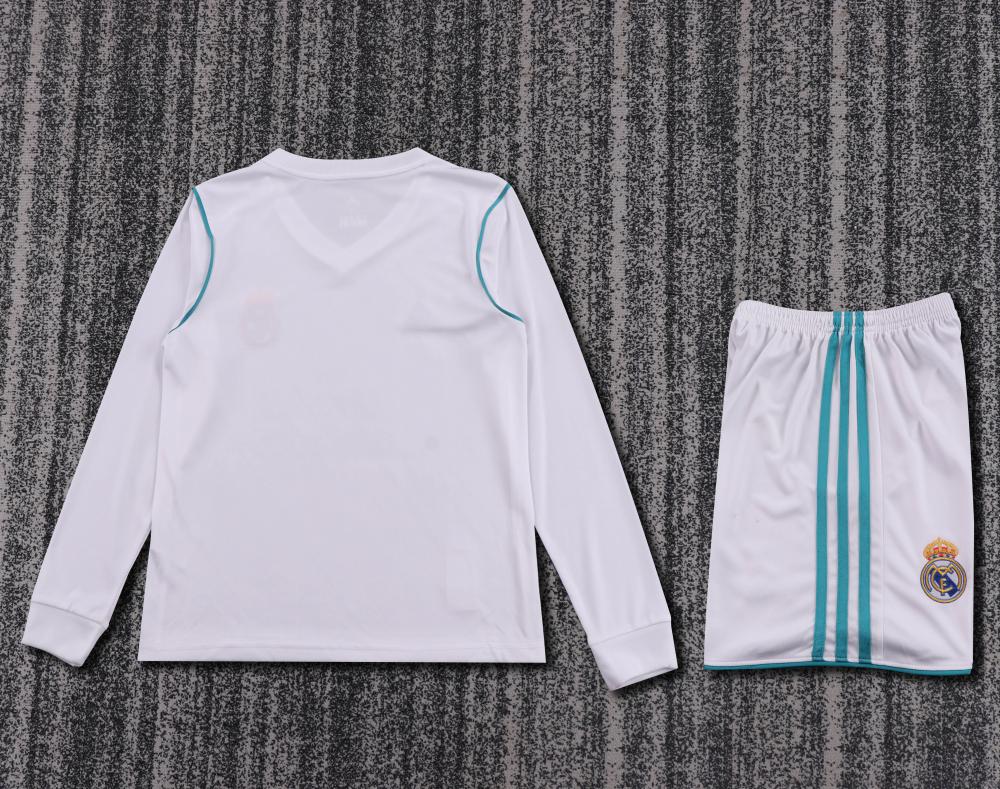 Niños Real Madrid 2017-18 Local Long Sleeve Kit