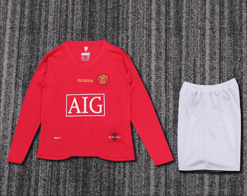 Niños Manchester United 2007-09 Local Champions League Long Sleeve Kit