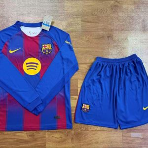 Kids Barcelona 2025-26 Home Long Sleeve Kit
