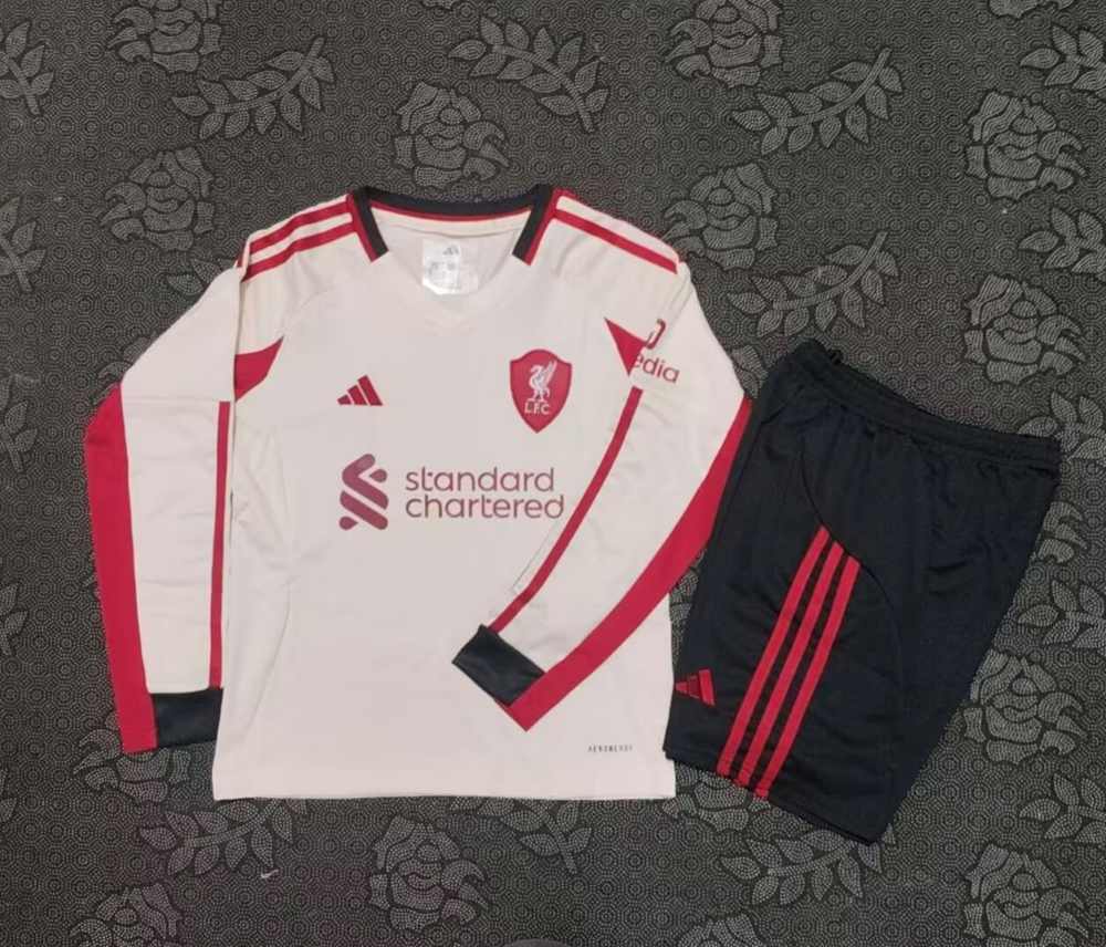 Niños Liverpool 2025-26 Visitante Long Sleeve Kit
