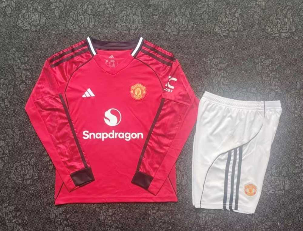 Niños Manchester United 2025-26 Local Long Sleeve Kit
