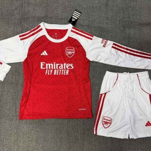 Kids Arsenal 2025-26 Home Long Sleeve Kit