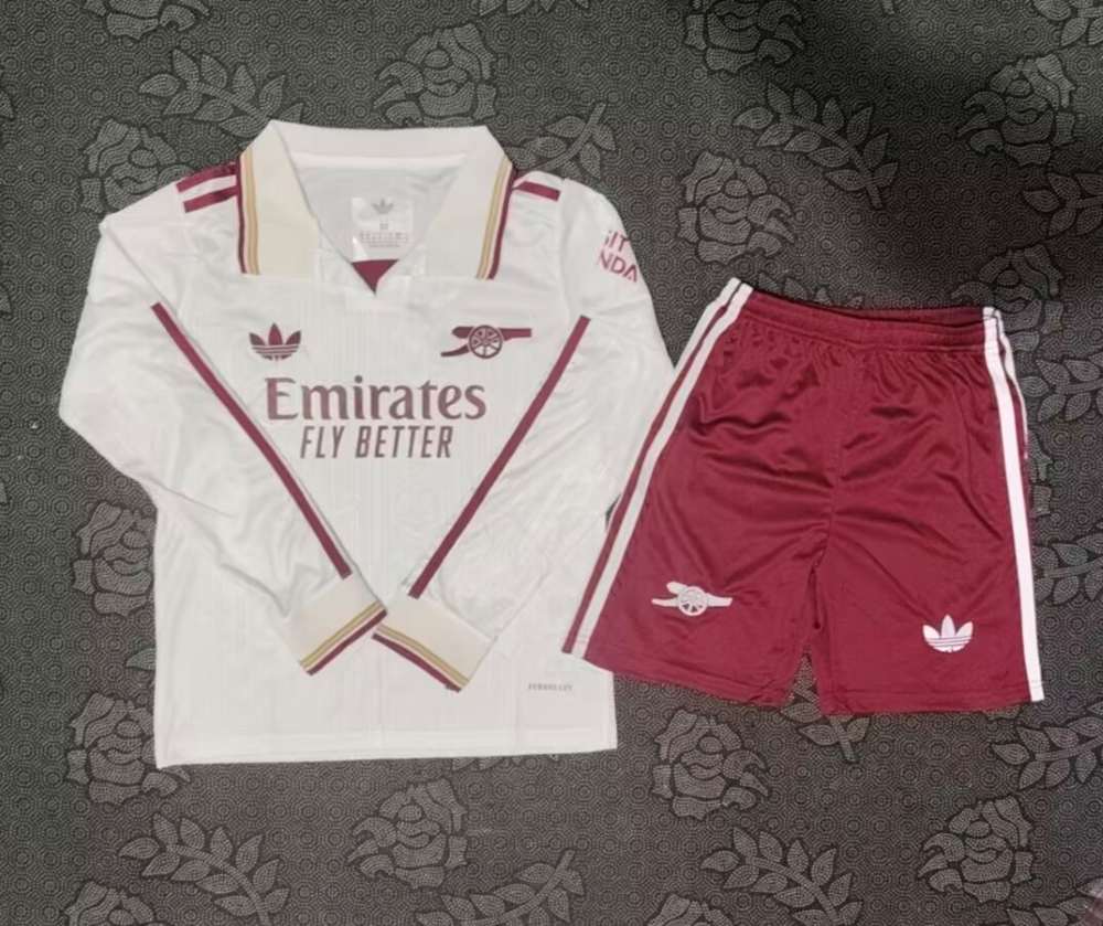 Niños Arsenal 2025-26 Tercera Long Sleeve Kit