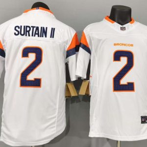 Denver Broncos Surtain II White Jersey